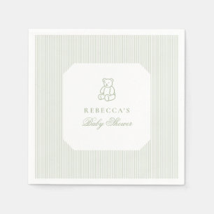 Guardanapo De Papel Chá de fraldas Elegante de Urso Verde Sage