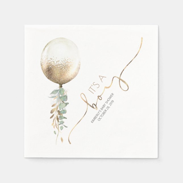 Guardanapo De Papel Chá de fraldas Elegante Dourado do Balão da Garlan (Frente)