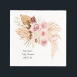 Guardanapo De Papel Chá de fraldas elegante Floral Boho<br><div class="desc">Watercolor Boho FLoral Pampas Grass elegante guardanapos personalizados de papel de chá de fraldas</div>