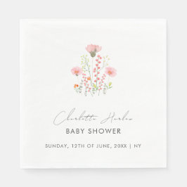 Guardanapo De Papel Chá de fraldas Elegante moderno de flores silvestr