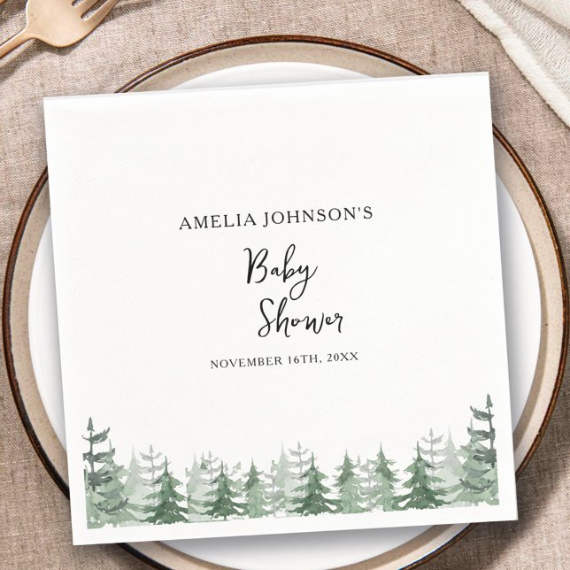 Guardanapo De Papel Chá de fraldas Elegante Pinheira Aquarela Inverno (Criador carregado)