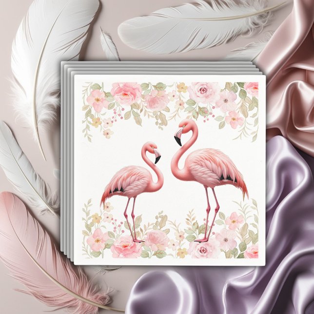 Guardanapo De Papel Chá de fraldas Flamingo, Elegante Floral, Rosa (Criador carregado)