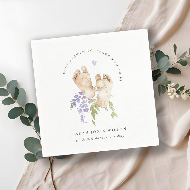 Guardanapo De Papel Chá de fraldas Floral Azul de Pés-Bebê (Criador carregado)