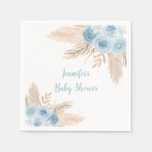 Guardanapo De Papel Chá de fraldas Floral Boho Blue Pampas Grass