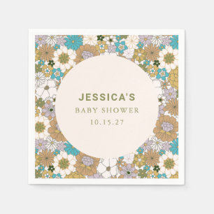 Guardanapo De Papel Chá de fraldas Floral de Boho Teal Brown Personali