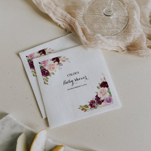 Guardanapo De Papel Chá de fraldas Floral de Borgonha Verde