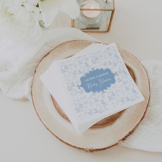 Guardanapo De Papel Chá de fraldas Floral de Brinquedos Brancos Azuis  (Criador carregado)