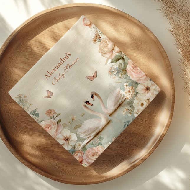 Guardanapo De Papel Chá de fraldas Floral do Lago Elegante Swan (Criador carregado)