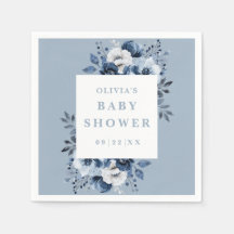 Chá de fraldas Floral do País Elegante Azul Dusty