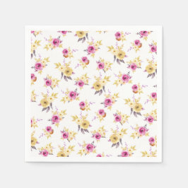 Guardanapo De Papel Chá de fraldas Floral Dourado Elegante Cor de Água