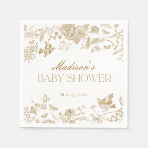 Guardanapo De Papel Chá de fraldas Floral Dourado Toile De Jouy Vintag