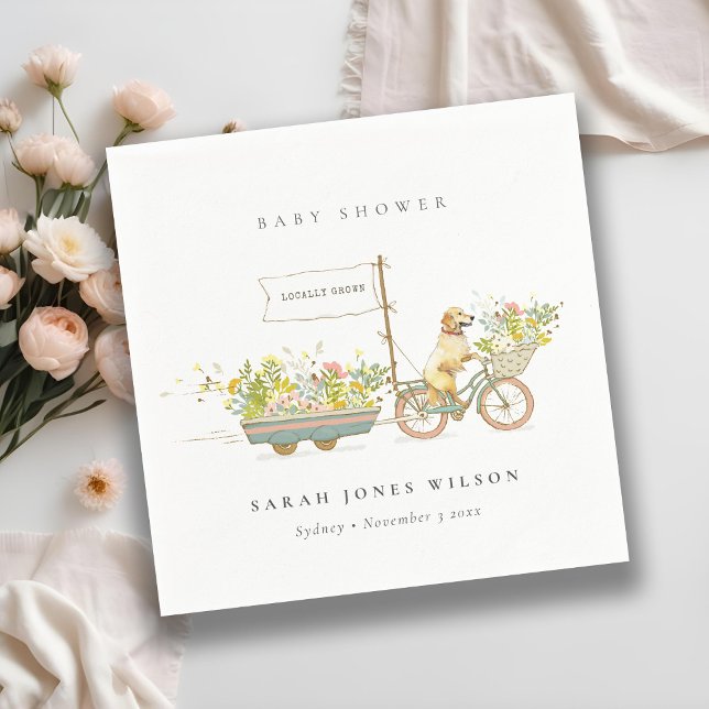 Guardanapo De Papel Chá de fraldas Floral para Retriever de Ouro em cr (Criador carregado)