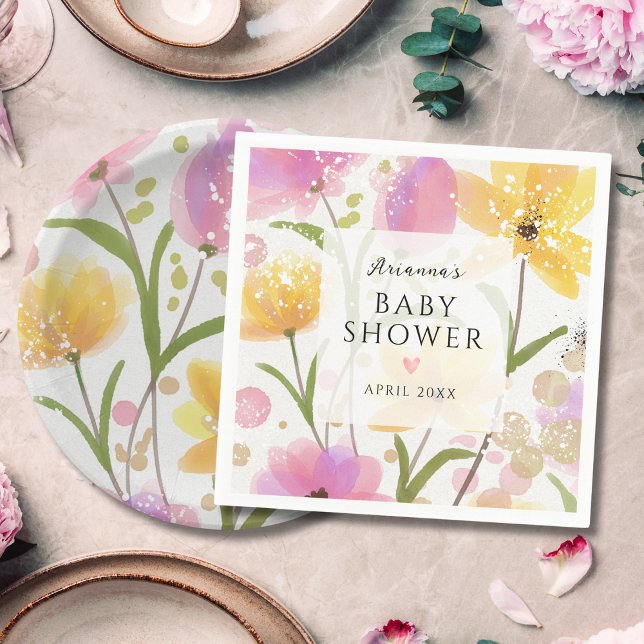 Guardanapo De Papel Chá de fraldas Floral Rosa Elegante (Criador carregado)