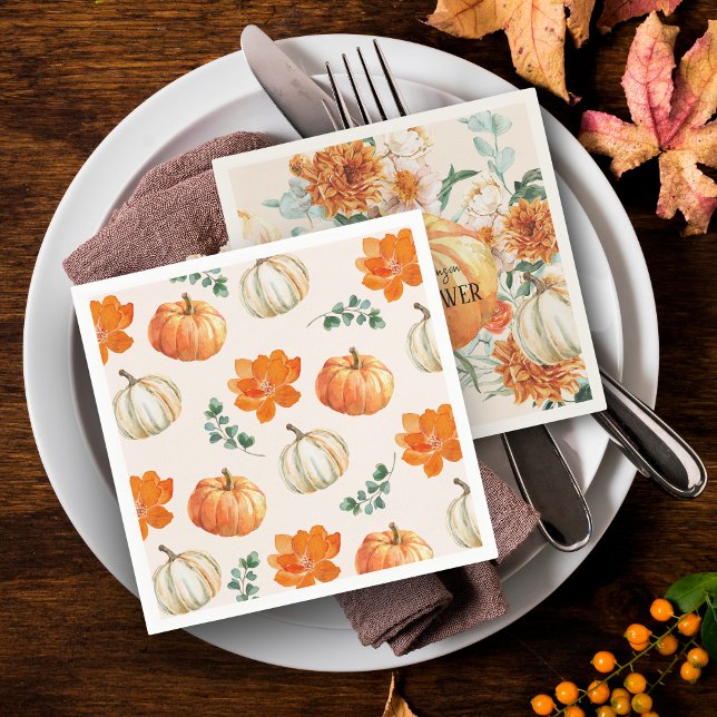 Guardanapo De Papel Chá de fraldas floral Rustic Pumpkin Fall (Criador carregado)