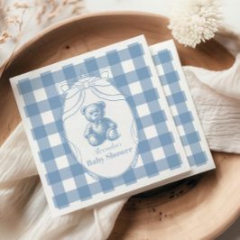 Guardanapo De Papel Chá de fraldas francês Teddy Bear Gingham