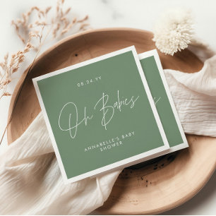 Guardanapo De Papel Chá de fraldas gêmeo moderno sábado verde elegante