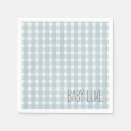 Guardanapo De Papel Chá de fraldas Gingham Azul Napkin