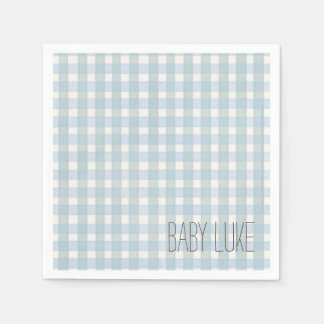 Guardanapo De Papel Chá de fraldas Gingham Azul Napkin