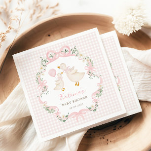 Guardanapo De Papel Chá de fraldas Gingham Bobo Goose Girl Rosa