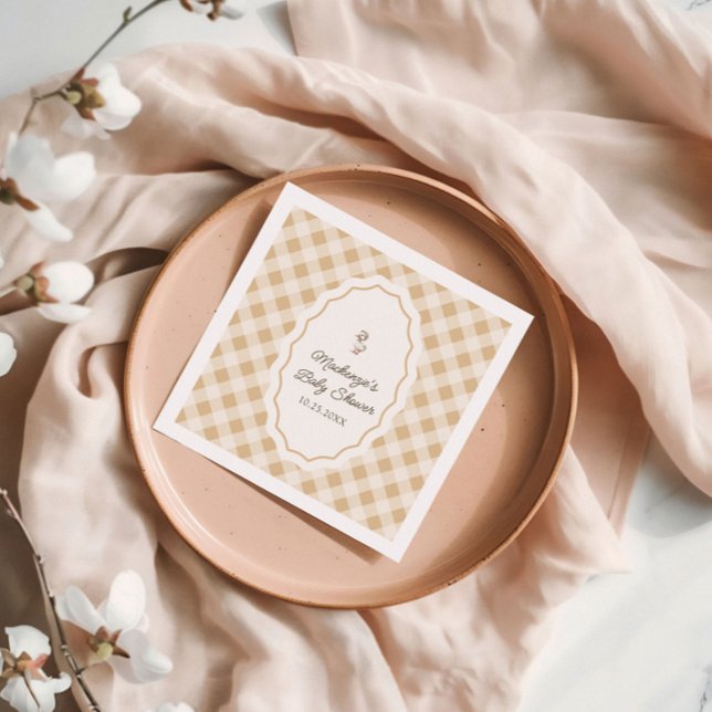 Guardanapo De Papel Chá de fraldas Gingham Goose (Gingham Goose Baby Shower napkin)