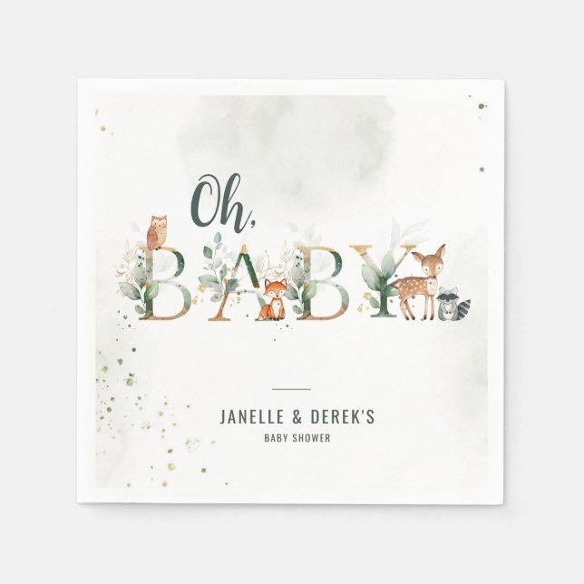 Guardanapo De Papel Chá de fraldas Greenery Woodland (Frente)