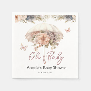 Guardanapo De Papel Chá de fraldas Guarda-chuva rosa da Vintage Floral