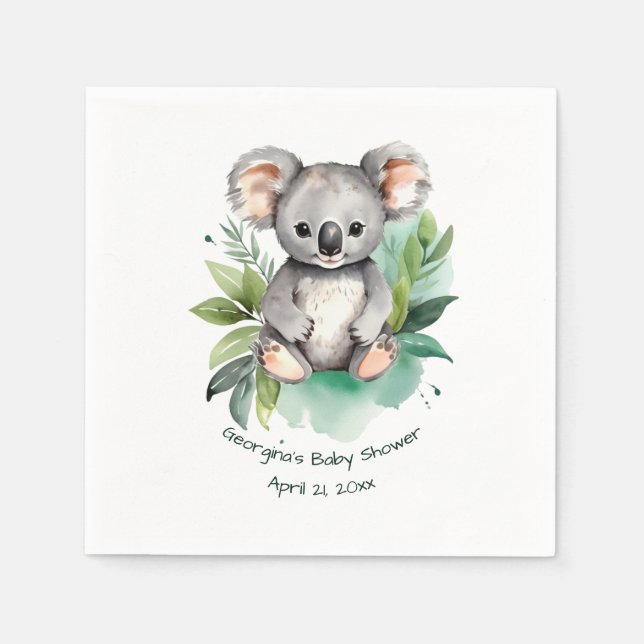 Guardanapo De Papel Chá de fraldas Koala Cachorro Aquarela (Frente)