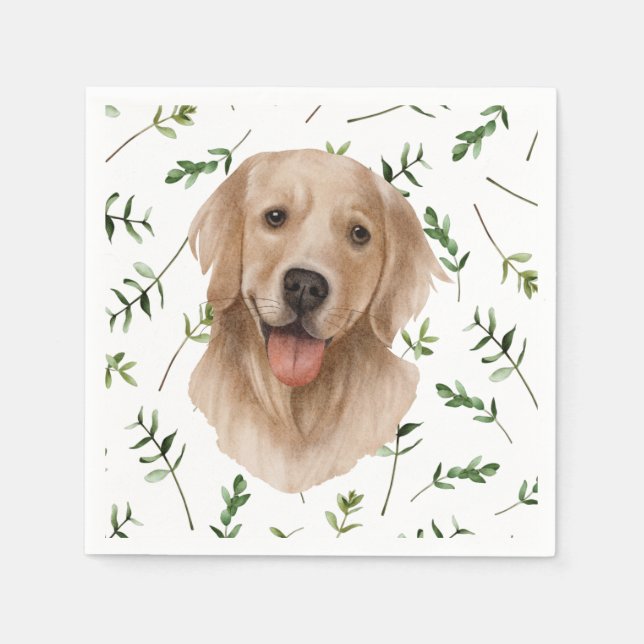 Guardanapo De Papel Chá de fraldas Labrador Retriever Greenery Boho (Frente)