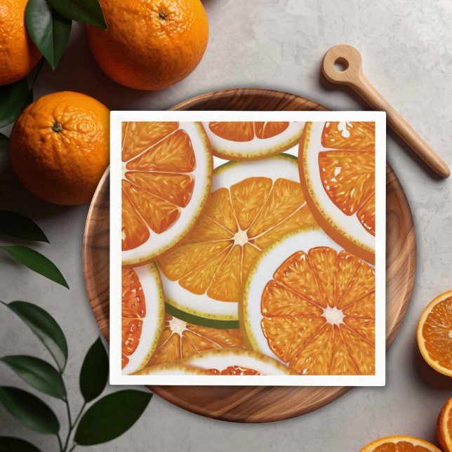 Guardanapo De Papel Chá de fraldas Laranja de Citrus Elegante Moderno (Criador carregado)