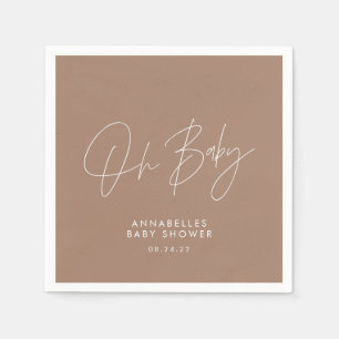 Guardanapo De Papel Chá de fraldas moderno boho marrom natural elegant