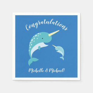 Guardanapo De Papel Chá de fraldas Narwhal Blue Boy Cute