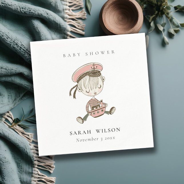 Guardanapo De Papel Chá de fraldas Náutico Náutico de Pequena Garota R (Criador carregado)