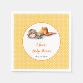 Guardanapo De Papel Chá de fraldas Neutro Simples Amarelo Dormindo