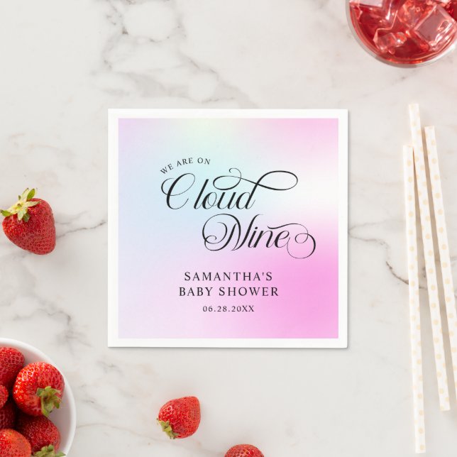 Guardanapo De Papel Chá de fraldas Nine da Nuvem Rosa Moderno Pastel (Insitu)