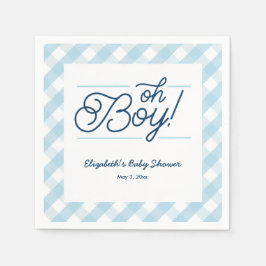 Guardanapo De Papel Chá de fraldas "Oh Boy" Blue Gingham