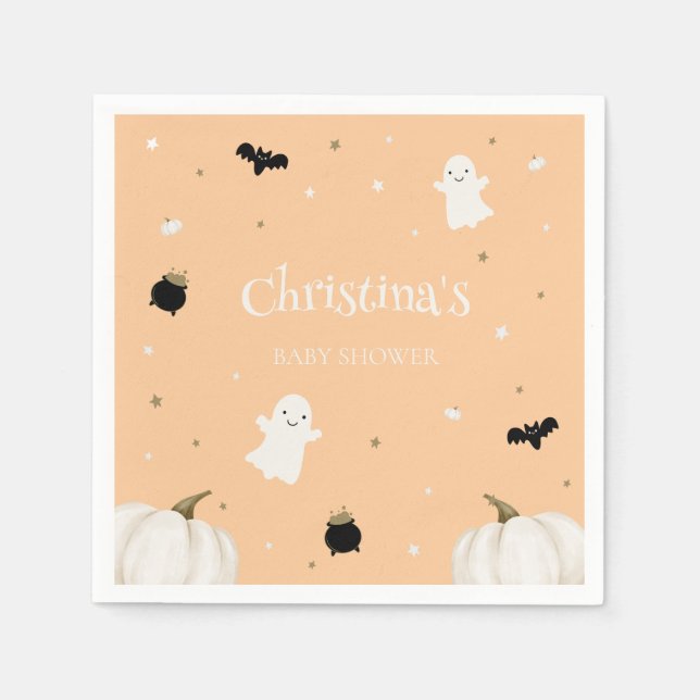 Guardanapo De Papel Chá de fraldas Orange Halloween (Frente)