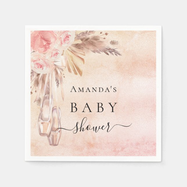 Guardanapo De Papel Chá de fraldas pampas de relva rosa dourada bailar (Frente)