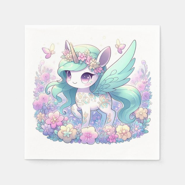 Guardanapo De Papel Chá de fraldas Pastel Girl Unicorn (Frente)