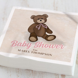 Guardanapo De Papel Chá de fraldas Personalizado do Urso de Teddy Rosa