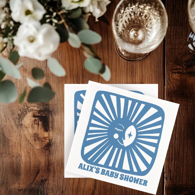 Guardanapo De Papel Chá de fraldas PERSONALIZADO Moderno de Boho Brilh (Moon Glow Boho Modern Cute Custom Baby Shower CUSTOM Napkins
)