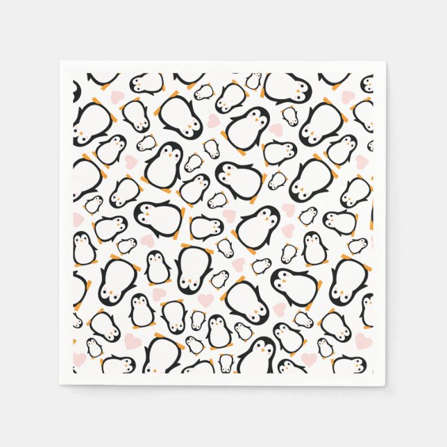 Guardanapo De Papel Chá de fraldas Pinguim Bonito Menina Rosa (Frente)