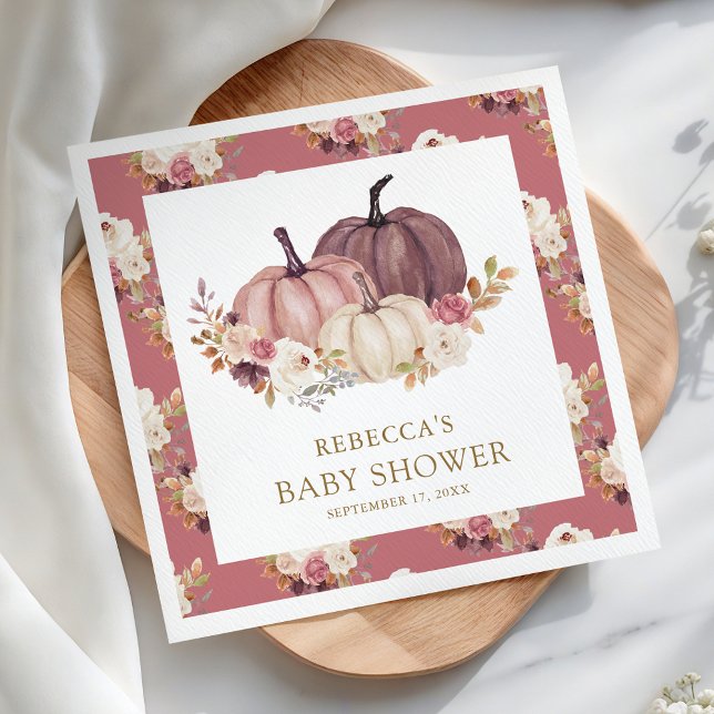 Guardanapo De Papel Chá de fraldas Pumpkin Floral Rosa-Rosa Dusty (Criador carregado)