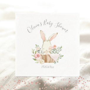 Guardanapo De Papel Chá de fraldas Rosa Blush Bunny Rabbit Girl