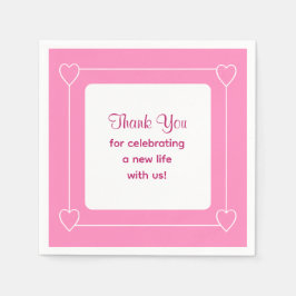 Guardanapo De Papel Chá de fraldas rosa-branca Obrigado por comemorar