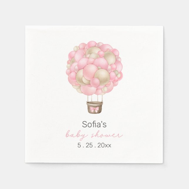 Guardanapo De Papel Chá de fraldas Rosa de Balão de Ar Quente (Frente)