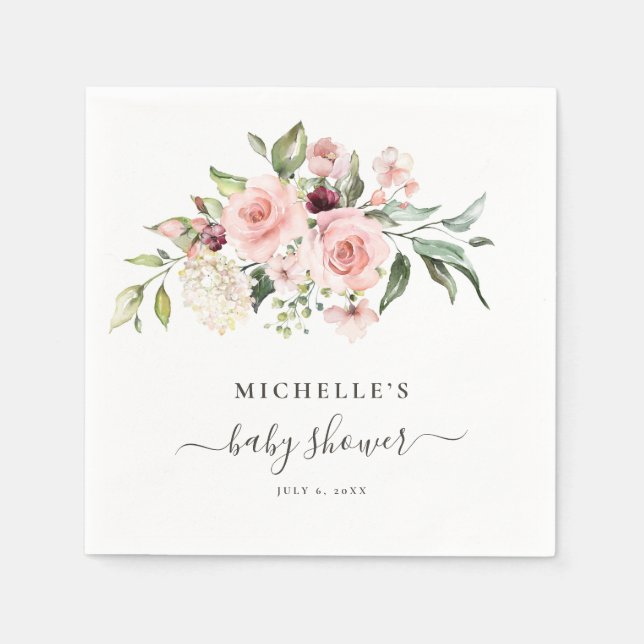 Guardanapo De Papel Chá de fraldas rosa de rosas (Frente)