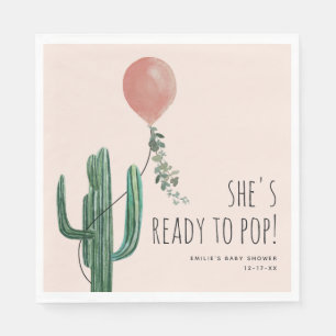 Guardanapo De Papel Chá de fraldas rosa do Cactus Pronto para Pop