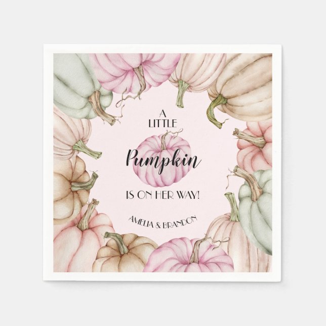 Guardanapo De Papel Chá de fraldas Rosa Pastel Pumpkins (Frente)