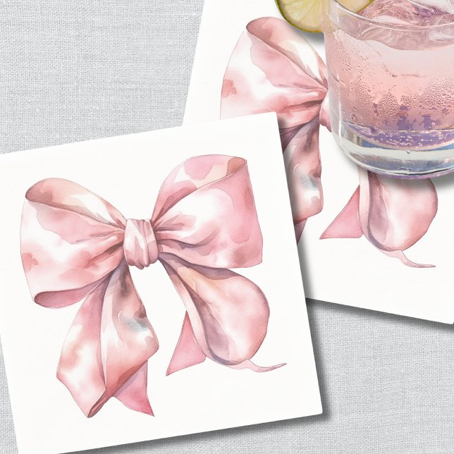 Guardanapo De Papel Chá de fraldas Rosa Simples (Simple Pink Bow Baby Shower Napkins)