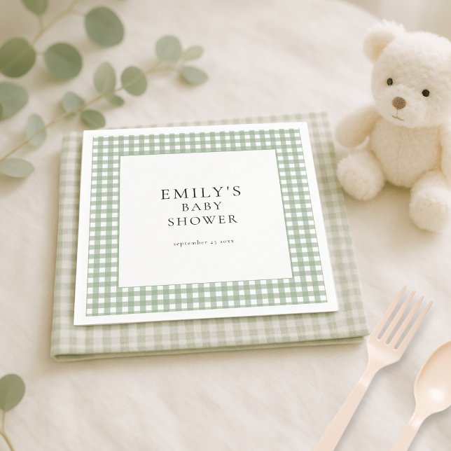 Guardanapo De Papel Chá de fraldas Rustic Sage Green Gingham (Criador carregado)